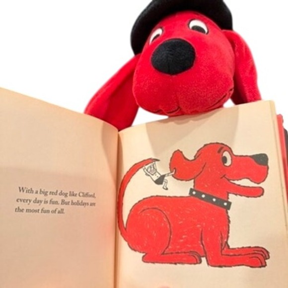 Clifford the Big Red Dog Plush Hat Book Character Stuffed Toy - Picture 5 of 5